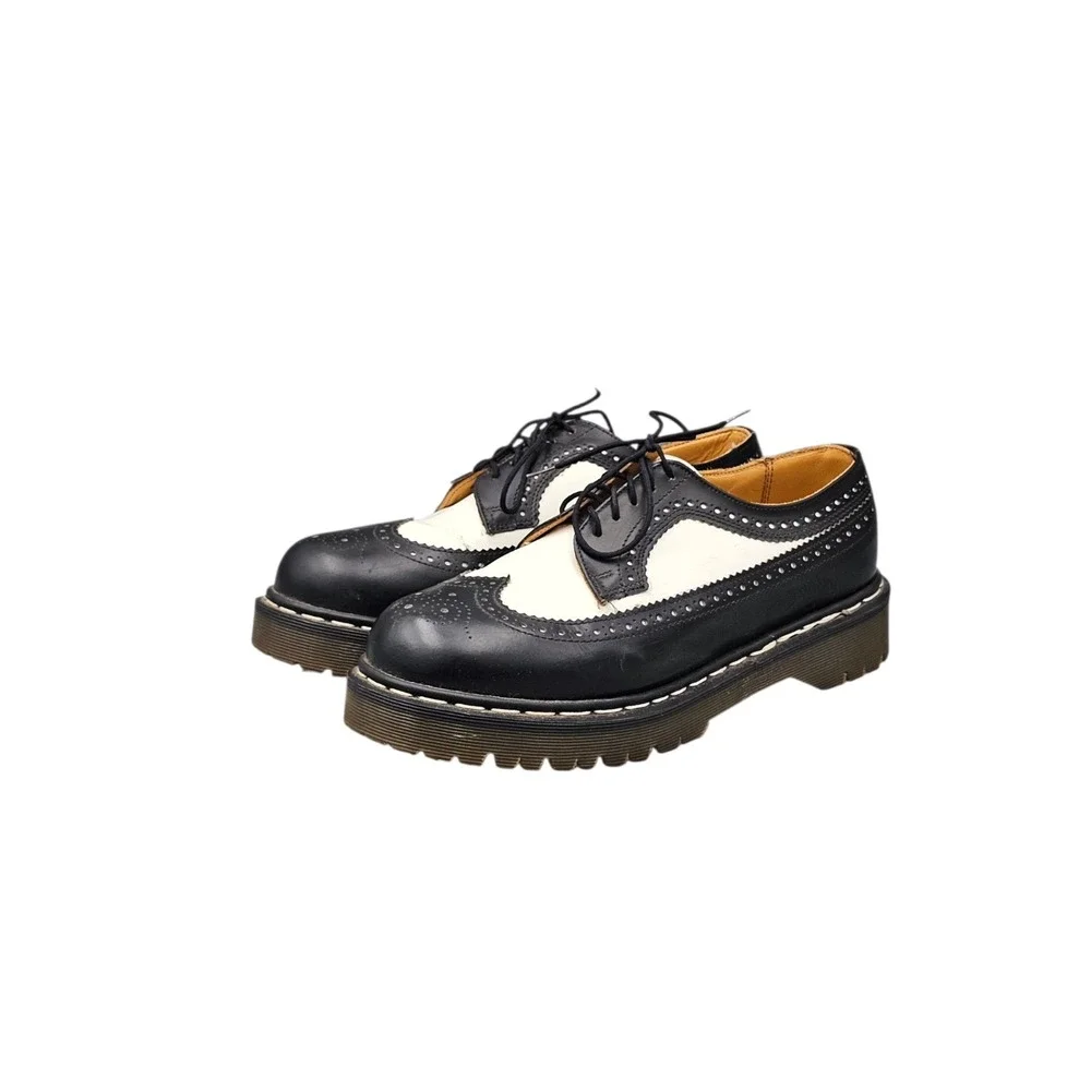 Dr Martens Men's Size 9 US 3989 Made In England Black White Wingtip Oxfords READ